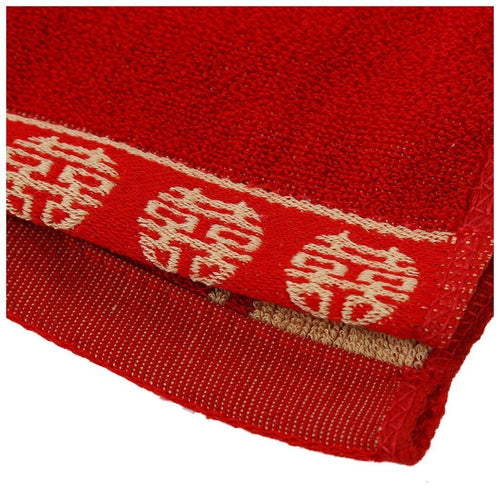 SODIAL(R) Red Chinese Traditional Cotton Kissing Couple Bath Towel