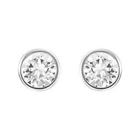 Swarovski Clear Crystal Solitaire Studs Pierced Earrings Rhodium