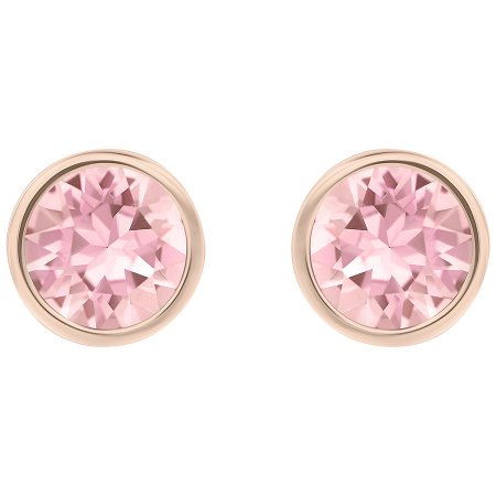 Swarovski Light Rose Crystal Solitaire Studs Pierced Earrings - Rose Gold Plated