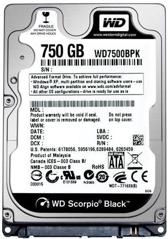 Western Digital 2.5" Int HDD 750GB (Black)
