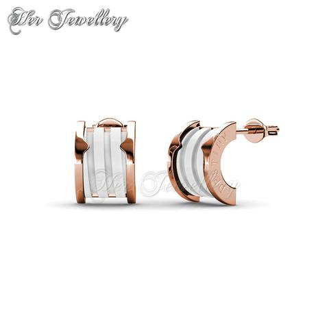 Destiny Ceramic Earrings (White) - Crystals from Swarovski®