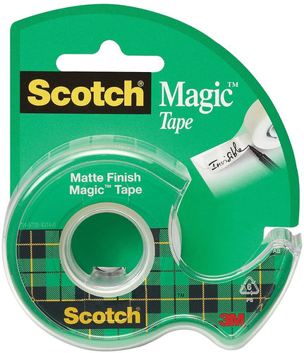 3M MAGIC TRANSPARENT TAPE WITH DISPENSER 1/2" X 450", 3M FOR METAL, GLASS, TILES, WOOD - ROUGH & UNEVEN SURFACES GREY 19MMX 4M X 1.2MM
