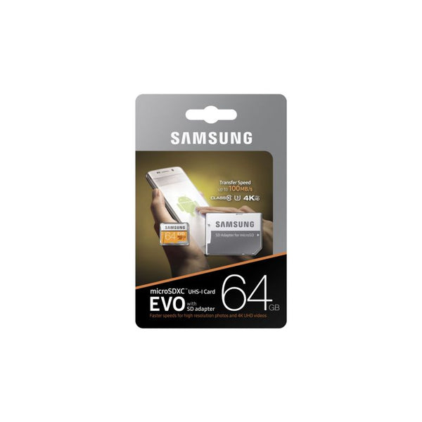 SAMSUNG 64GB EVO 2 microSD 100MBs W APT