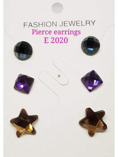 3pairs in 1 Pierce Crystals Earrings: E 2020