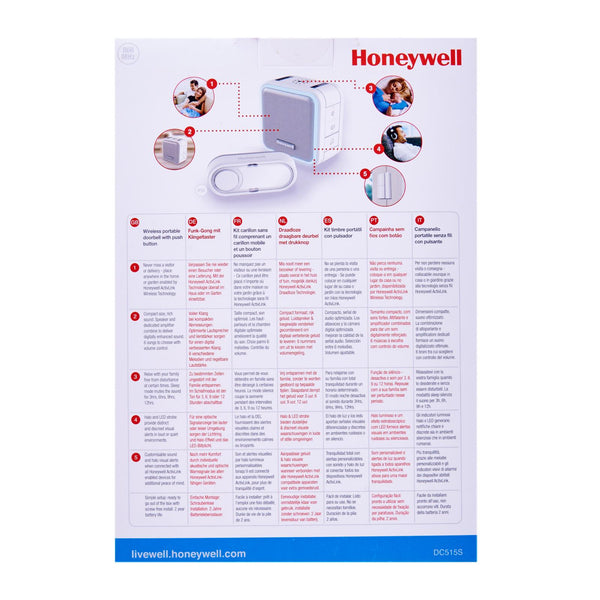 HONEYWELL WIRELESS PORTABLE DOORBELL HW-DC515S (6 MELODIES)