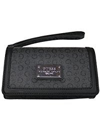 GUESS Women's Phone Case Wristlet Wallet Portola Signature Logo Coal