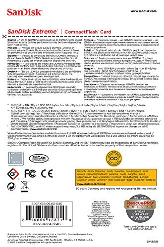 SanDisk Extreme CompactFlash Card 64GB