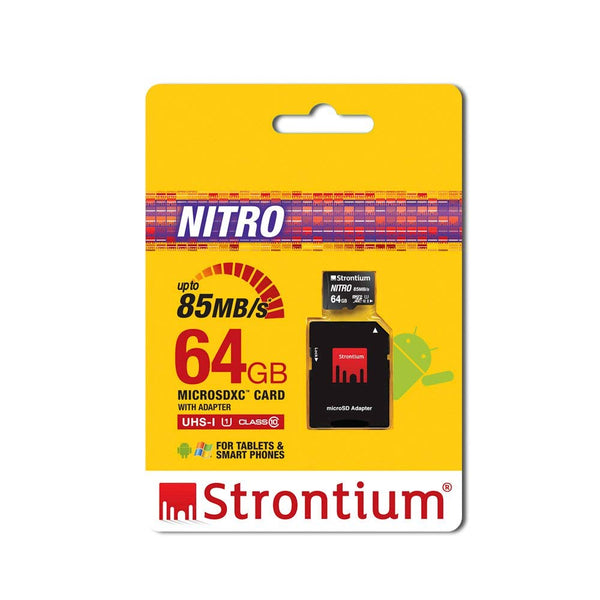 STRONTIUM 64GB New Nitro 85 mbps with Adapter