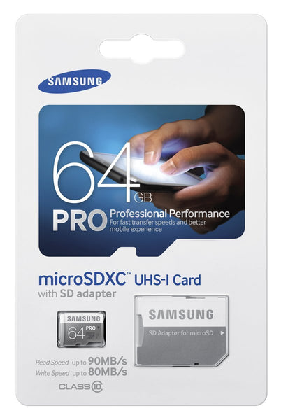 SAMSUNG MICRO SD U3 PRO 64GB CL10 W ADAPTER 90/80