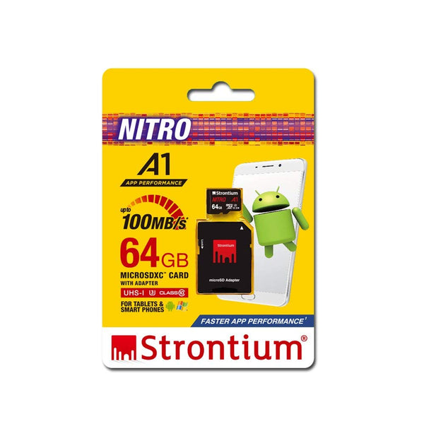 STRONTIUM 64GB Nitro A1 100 mb/s Card, U3 for 4K video