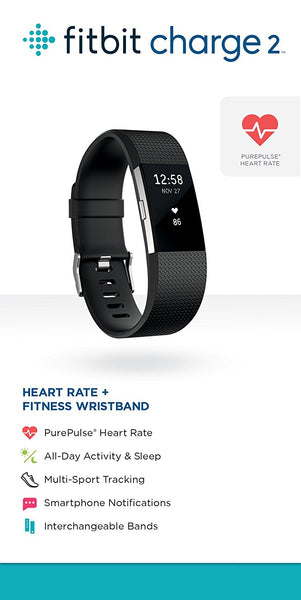 FITBIT CHARGE 2 BLACK SILVER - SMALL