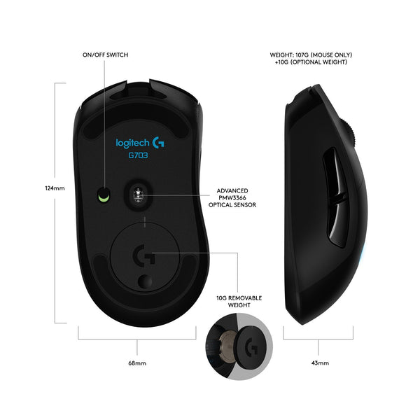 Logitech G703 LIGHTSPEED™ Wireless Gaming Mouse