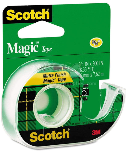 3M MAGIC TRANSPARENT TAPE WITH DISPENSER 3/4" X 300", 3M FOR GLASS & ACRYLIC - FLAT, SMOOTH & CLEAR SURFACES TRANSPARENT 12MM X 1.5M X 1MM