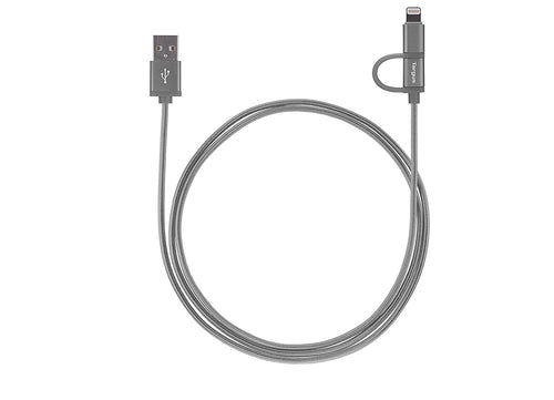 Targus ALU Series 2-in-1 (Lightning & Micro USB) Cable (1.2M) - Silver