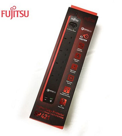 FUJITSU 6 SOCKET SURGE PROTECTOR 1 QC3.0 3x2.4V