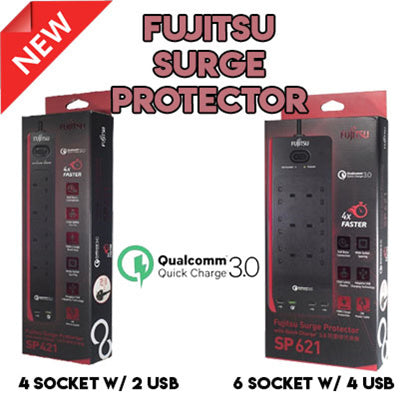 FUJITSU 4 SOCKET SURGE PROTECTOR 1 QC3.0 1x2.4V