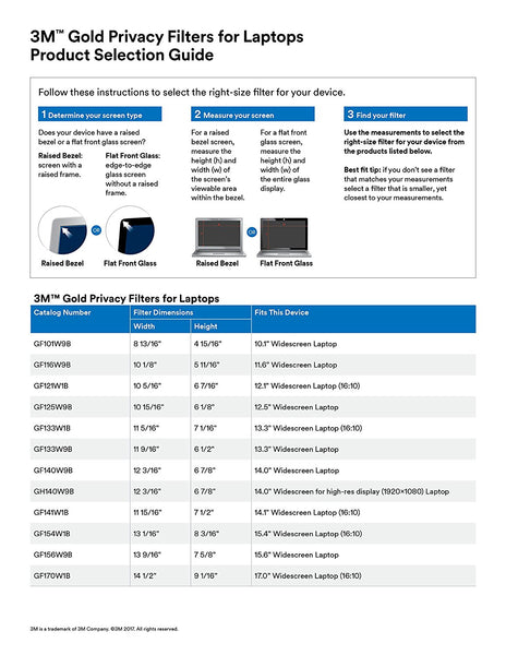 3M™- GOLD PRIVACY FILTER 10.1W5 1/16 x 8 11/16 Widescreen Fits 10.1 screen - Not found