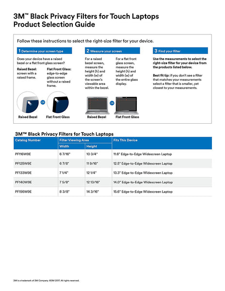 3M - PF156W9E Touch Laptop Privacy Filter 16:9 AR (15.6 Inches)