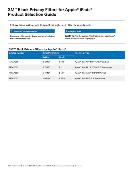 3M™- Privacy Filter for Apple® iPad Air 1/Air 2/Pro 9.7" - Portrait