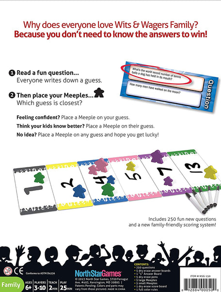 North Star Games Wits & Wagers Family Edition - Kid Friendly Party Game and Trivia