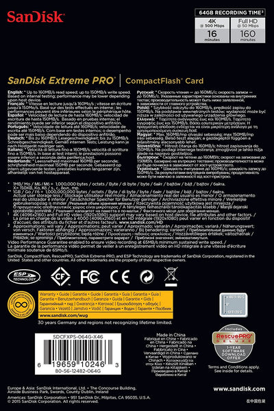 Sandisk ExtremePRO CompactFlash 64GB