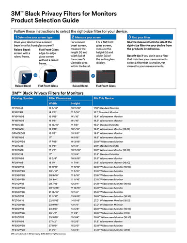 3M - PF20.0W9 Desktop Privacy Filter Widescreen Monitor 16:9 AR (20 Inches)