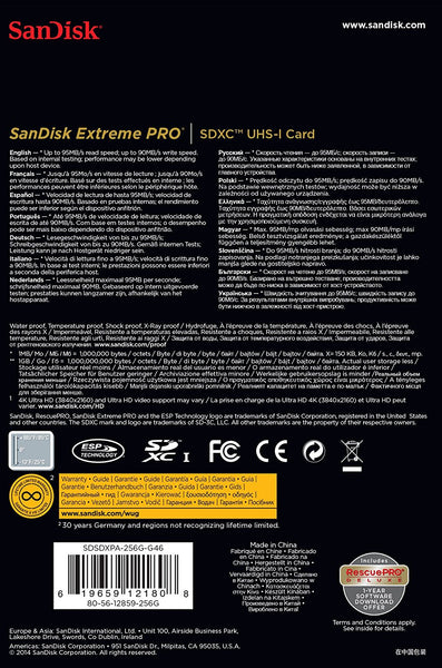 SanDisk ExtremePRO SDXC C10 95mb/s 256GB