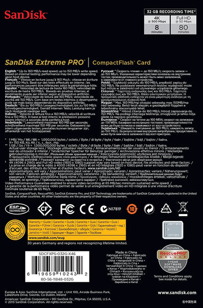 Sandisk ExtremePRO CompactFlash 32GB