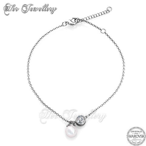 Crystal Pearl Anklet (White Gold) - Crystals from Swarovski®