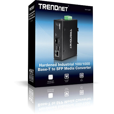 Trendnet Hardened Industrial 100/1000 Base-T to SFP Media Converter