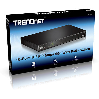 Trendnet 16-Port 10/100 Mbps 220 Watt AV PoE+ Switch