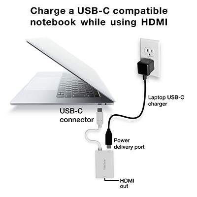 Trendent USB-C to HDMI Adapter with Power Delivery