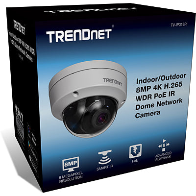 Trendnet Indoor/Outdoor 8MP 4K H.265 WDR PoE IR Dome Network Camera