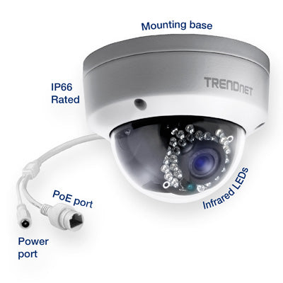 Trendnet Indoor / Outdoor 1.3 MP HD PoE Dome IR Network Camera
