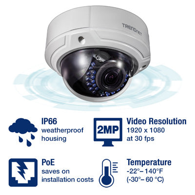 Trendnet Outdoor PoE 2MP Varifocal Day/Night Network Camera