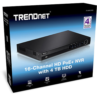 Trendnet 16-channel HD PoE NVR + 4TB Hard Drive