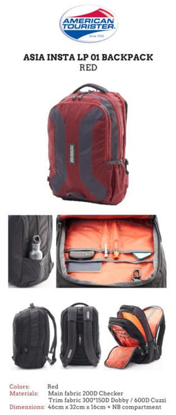 American Tourister Asia Insta Laptop Backpack 01 - Red