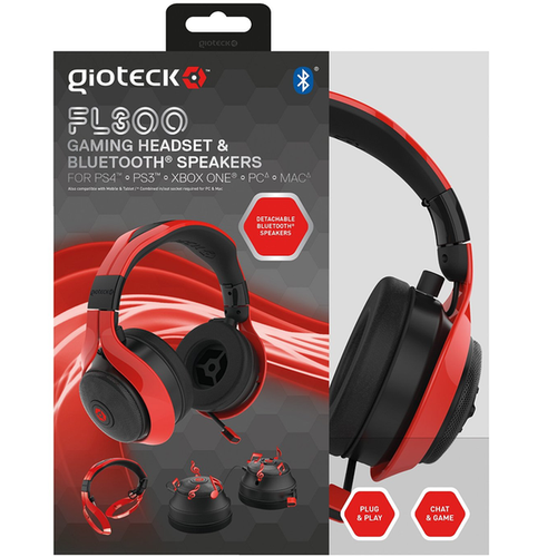 GIOTECK FL-300 GAMING HEADSET & BLUETOOTH SPEAKERS RED
