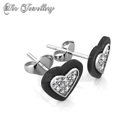 Heart Ceramic Earrings (Black) - Crystals from Swarovski®