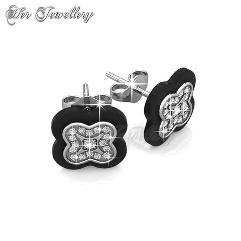 Clover Ceramic Earrings (Black) - Crystals from Swarovski®