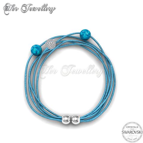 Leather Bracelet (Blue) - Crystals from Swarovski®