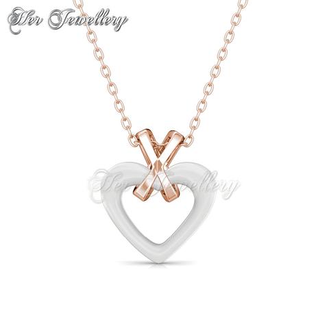 Heart Ceramic Pendant (White) - Crystals from Swarovski®