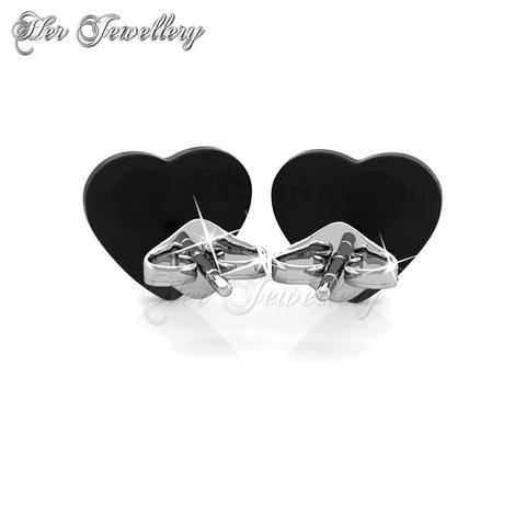 Heart Ceramic Earrings (Black) - Crystals from Swarovski®