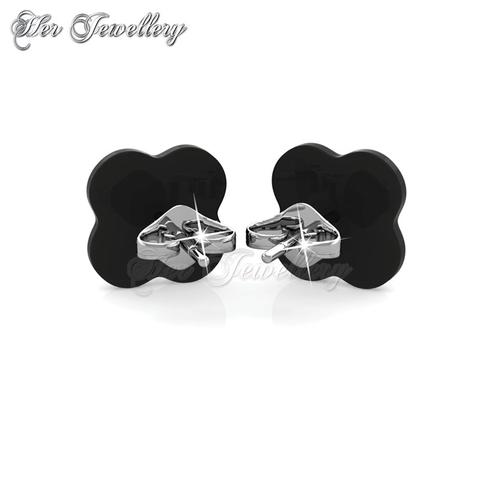 Clover Ceramic Earrings (Black) - Crystals from Swarovski®