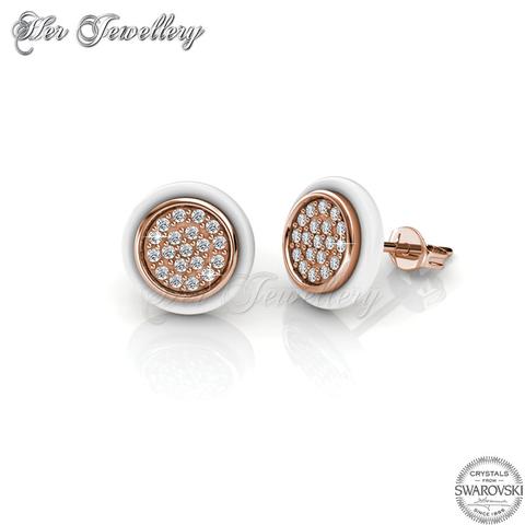 Round Ceramic Earrings (White) - Crystals from Swarovski®