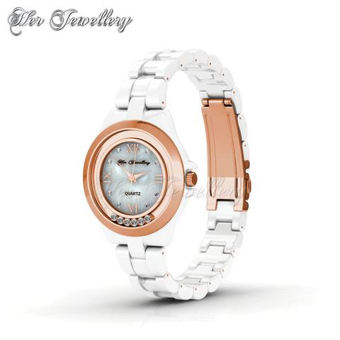 Hip Watch (White) - Crystals from Swarovski®