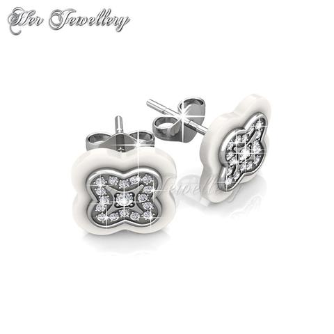 Clover Ceramic Earrings (White) - Crystals from Swarovski®