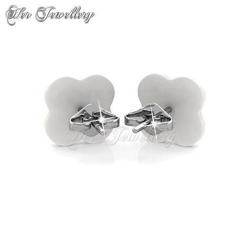 Clover Ceramic Earrings (White) - Crystals from Swarovski®