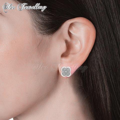 Clover Ceramic Earrings (White) - Crystals from Swarovski®