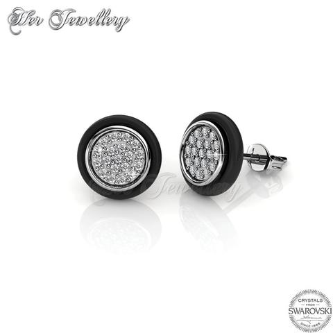 Round Ceramic Earrings (Black) - Crystals from Swarovski®